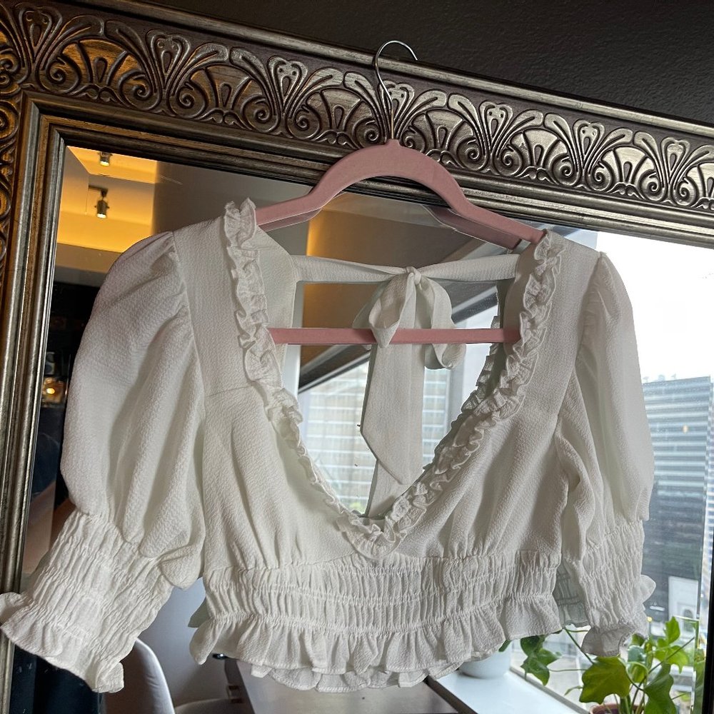 Never Worn Princess Polly white crop top back tie